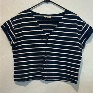 Madewell Navy Striped Cropped shirt